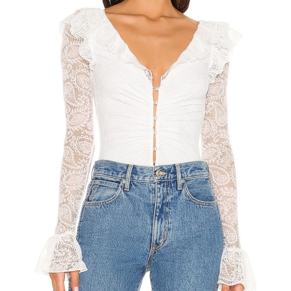 BNWT MAJORELLE Valentina White Lace Bodysuit